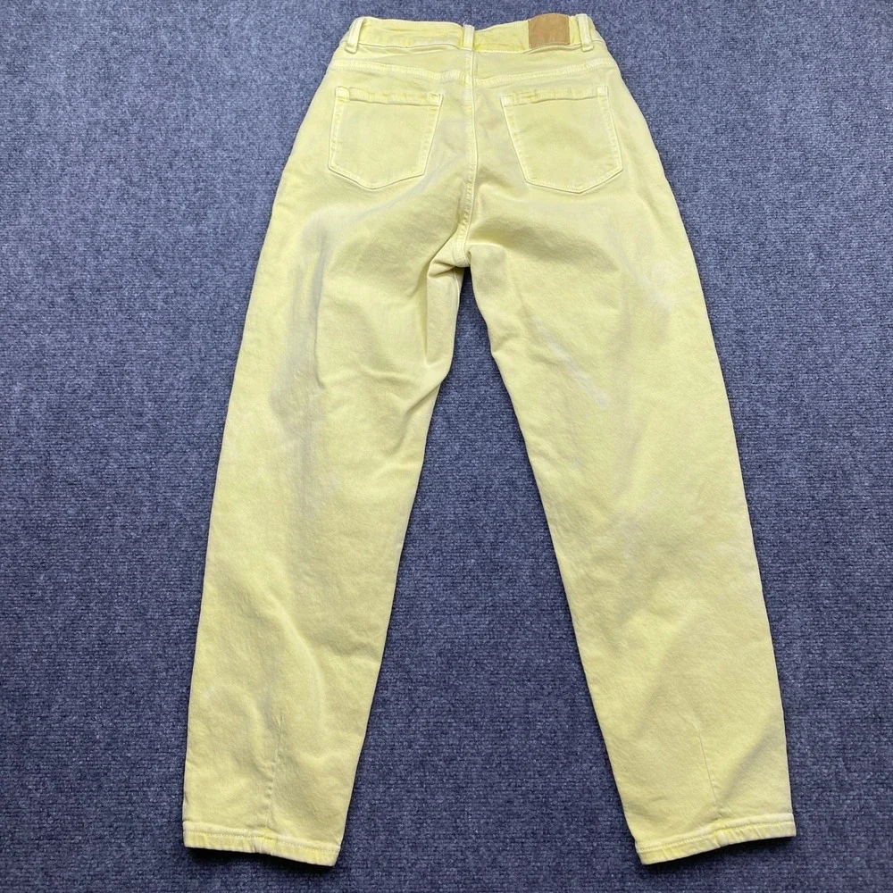 Q2 Premium Denim Womens Yellow High Rise Tapered Jeans Size M Faded